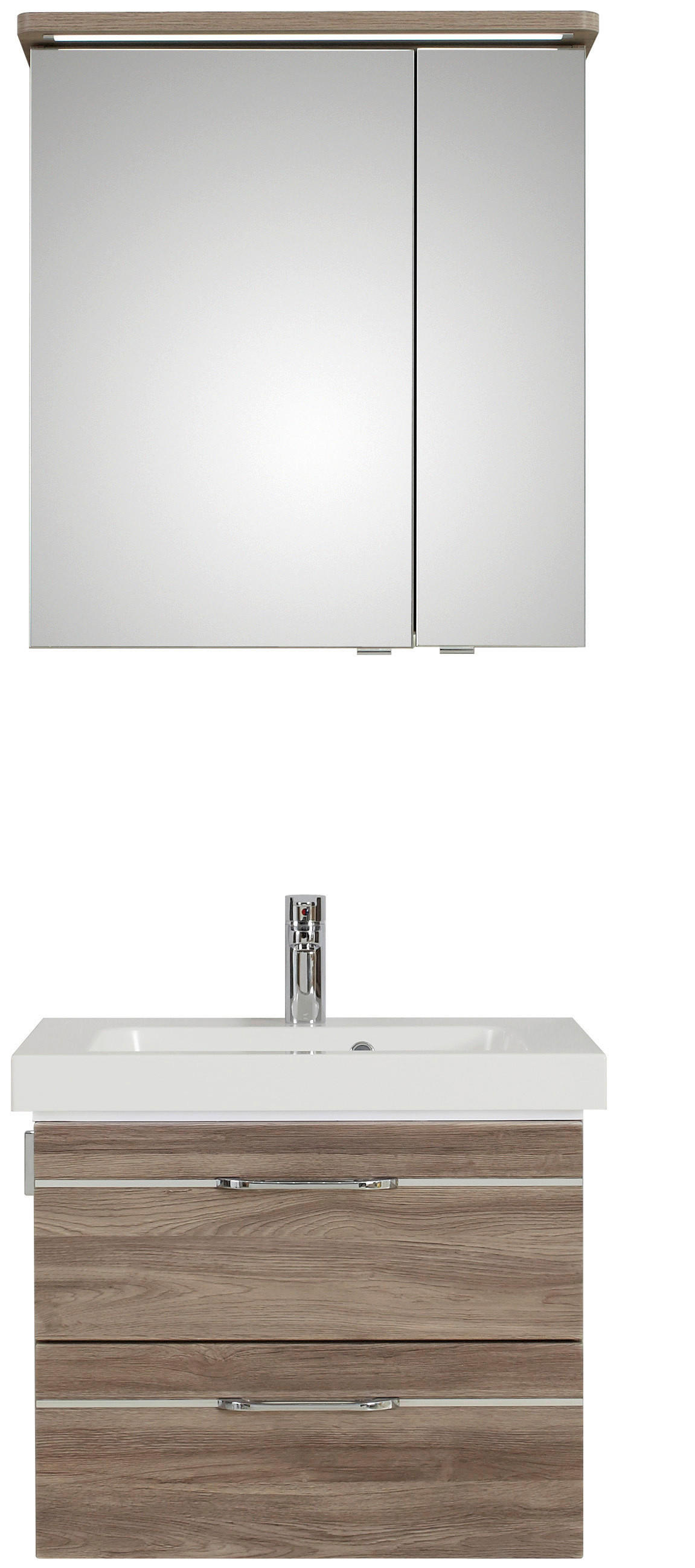 BADEZIMMER  in 64 cm  - Braun/Weiß, KONVENTIONELL, Holzwerkstoff/Stein (64cm) - Sadena