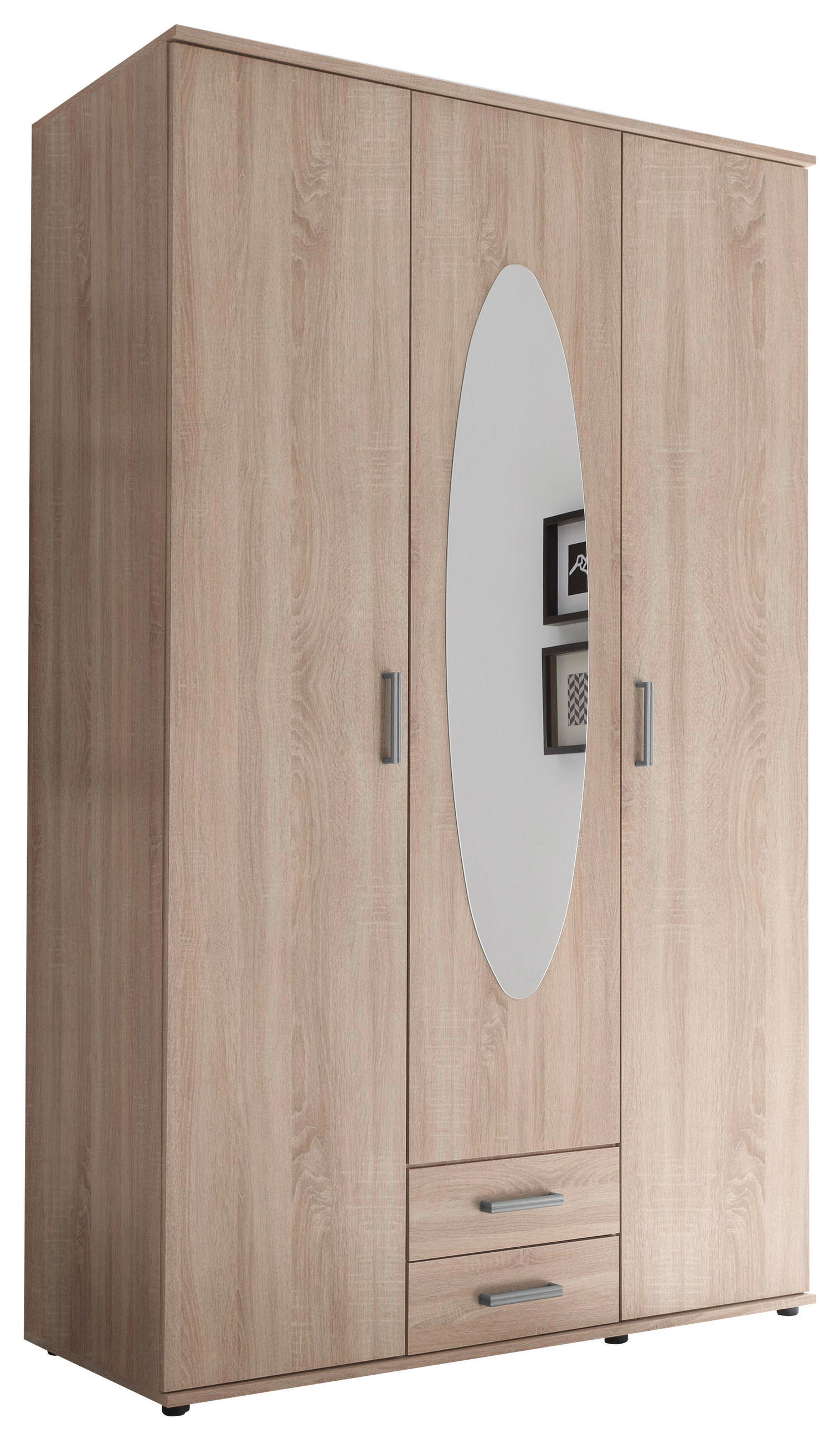 DREHTÜRENSCHRANK  in Sonoma Eiche  - Alufarben/Sonoma Eiche, KONVENTIONELL, Glas/Holzwerkstoff (120/195/55cm) - Carryhome