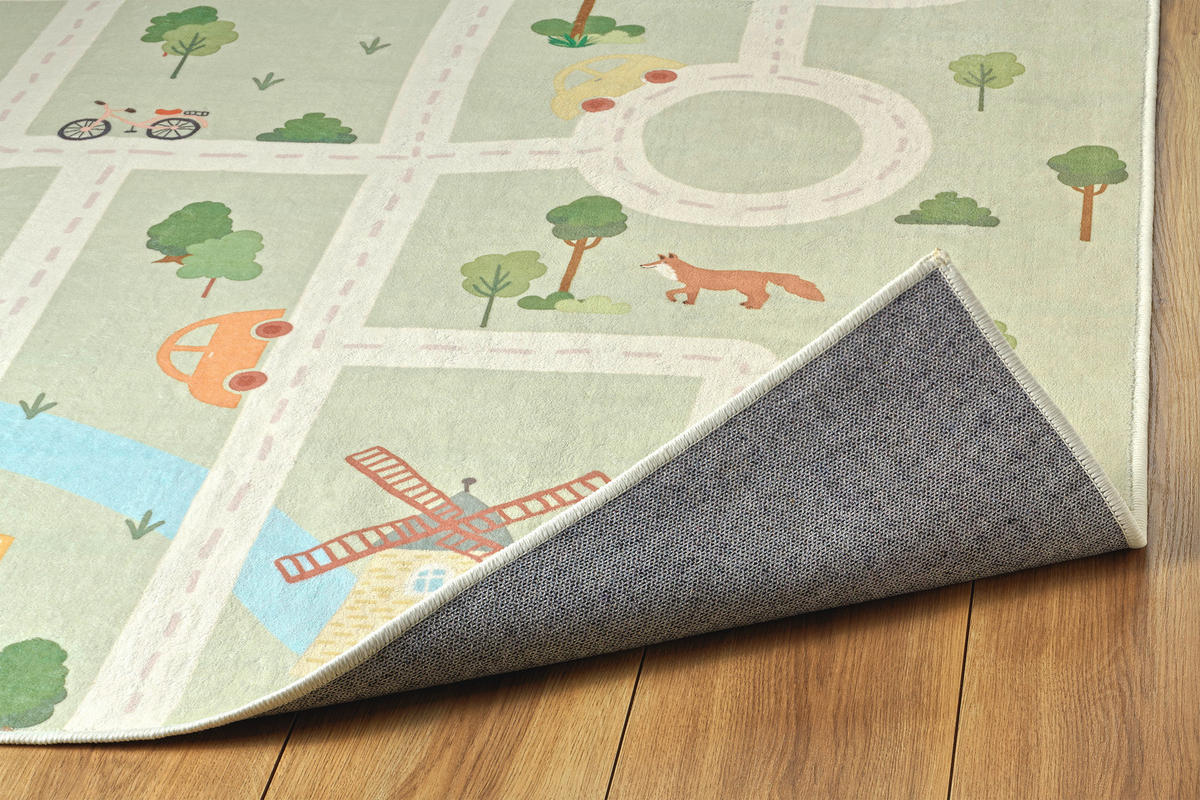 KINDERTEPPICH 160 cm Living Ecovia Pastellblau, Salbeigrün, Aprikose rund  - Pastellblau/Salbeigrün, Trend, Kunststoff/Textil (160cm) - Lindorug