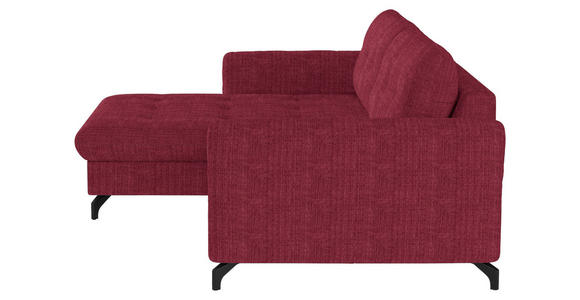 ECKSOFA in Flachgewebe, Leinenoptik Rot  - Rot/Schwarz, Design, Textil/Metall (170/242cm) - Xora