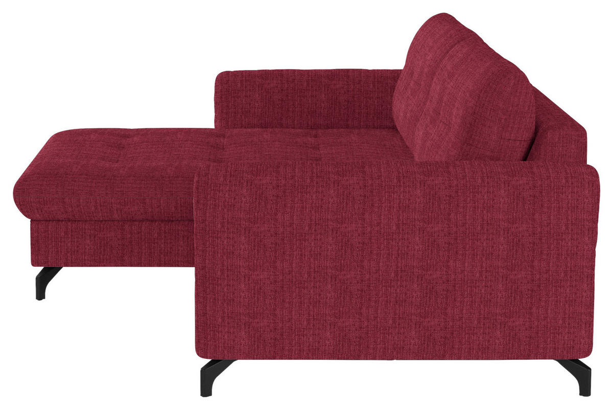 ECKSOFA in Flachgewebe, Leinenoptik Rot  - Rot/Schwarz, Design, Textil/Metall (170/242cm) - Xora