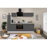 KÜCHENBLOCK 240 cm   in Grau, Schwarz, Weiss  - Weiss/Alufarben, Konventionell, Holzwerkstoff (240cm) - Respekta