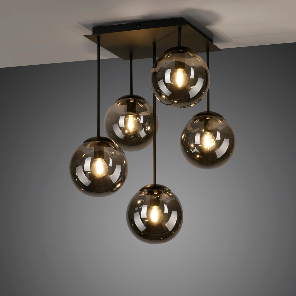 DECKENLEUCHTE 39/39/58,5 cm   - Schwarz, Basics, Glas/Kunststoff (39/39/58,5cm)