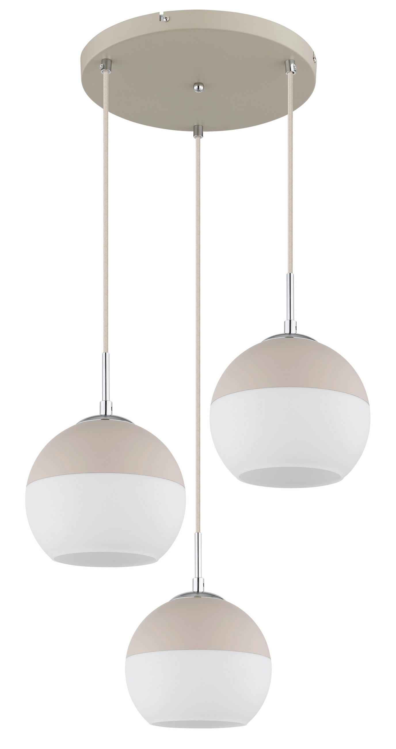 ZÁVESNÉ SVIETIDLO, 42,5/120 cm  - piesková/biela, Design, kov/textil (42,5/120cm) - Globo