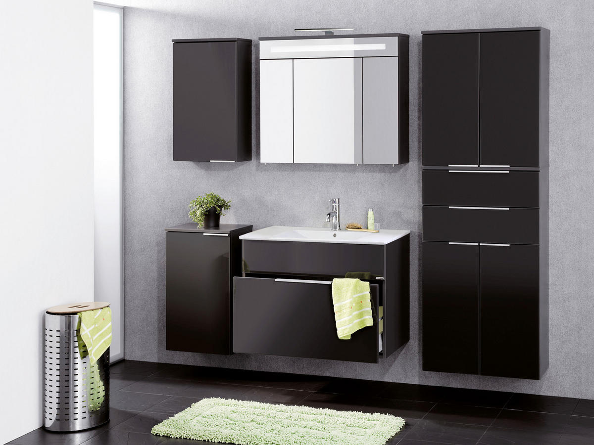 HOCHSCHRANK 64/180/39 cm  - Anthrazit/Silberfarben, MODERN, Glas/Holzwerkstoff (64/180/39cm) - MID.YOU