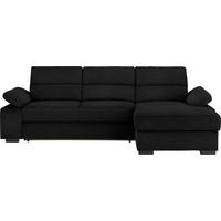 ECKSOFA in Flachgewebe Schwarz  258/166 cm  - Dunkelbraun/Schwarz, KONVENTIONELL, Kunststoff/Textil (258/166cm) - Cantus