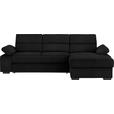 ECKSOFA in Flachgewebe Schwarz  258/166 cm  - Dunkelbraun/Schwarz, KONVENTIONELL, Kunststoff/Textil (258/166cm) - Cantus