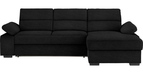 ECKSOFA in Flachgewebe Schwarz  258/166 cm  - Dunkelbraun/Schwarz, KONVENTIONELL, Kunststoff/Textil (258/166cm) - Cantus
