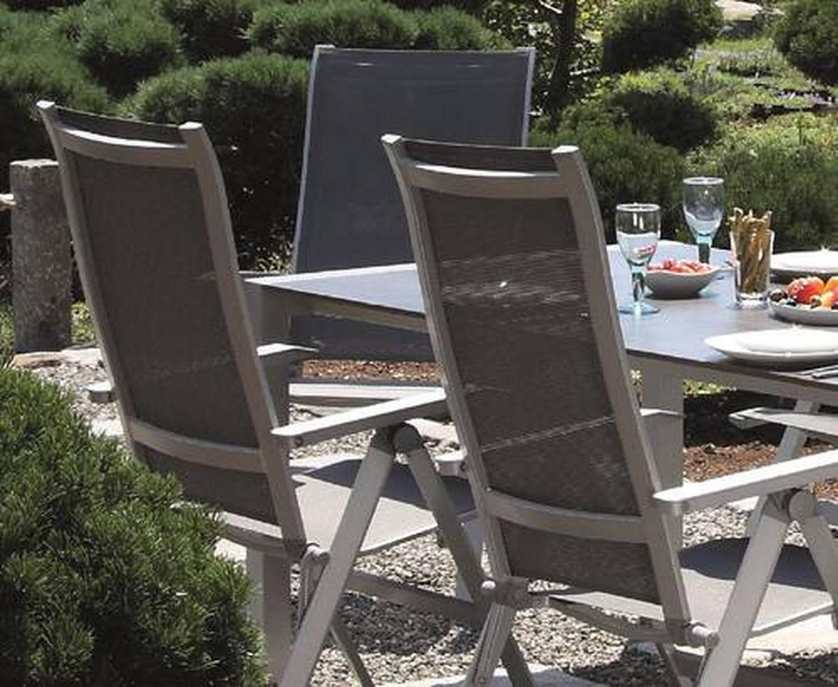 GARTENSET beschichtet Aluminium  - Platinfarben/Anthrazit, Basics, Textil/Metall (160+60/98/74cm) - Acamp