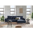 ECKSOFA in Velours Blau  - Blau/Schwarz, Basics, Holz/Textil (260/161cm) - Carryhome