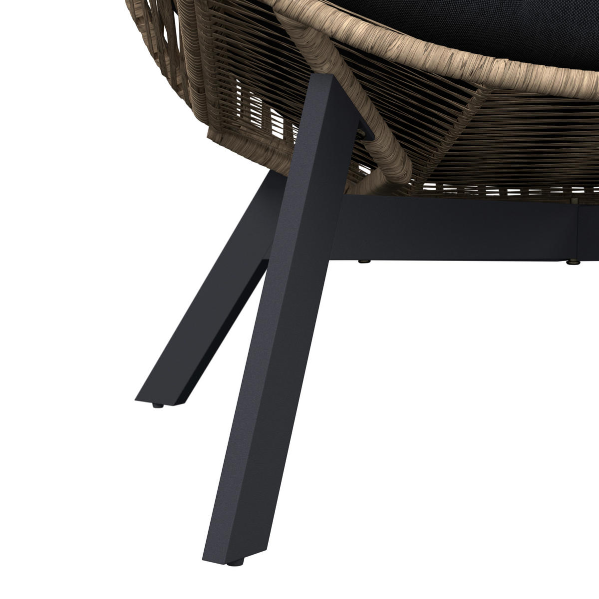 LOUNGESESSEL Naturfarben, Schwarz Stahl  - Schwarz/Naturfarben, Design, Kunststoff/Textil (96/140/101cm) - Ambia Garden