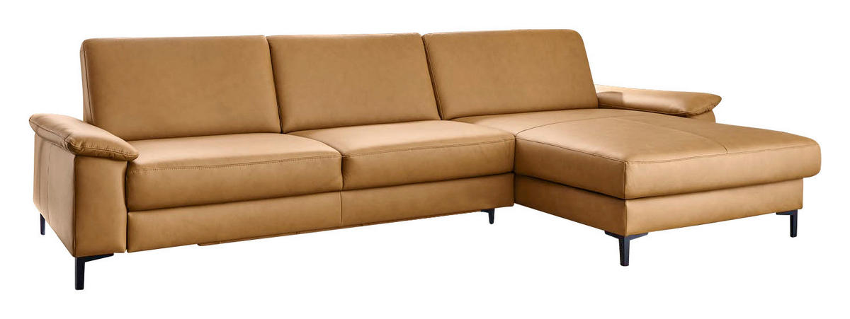 ECKSOFA Latina Plus Currygelb Echtleder  - Currygelb/Schwarz, Design, Leder/Metall (334/175cm) - Dieter Knoll