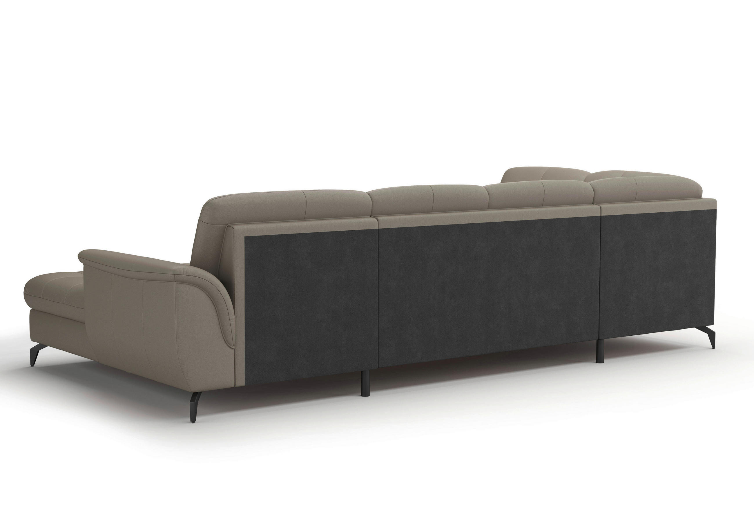 WOHNLANDSCHAFT in Vliesstoff Kombination Echtleder/Stoff Grau - Schwarz/Grau, Modern, Leder/Textil (212/319/164cm) - Sit & More
