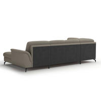WOHNLANDSCHAFT Grau Kombination Echtleder/Stoff Vliesstoff  - Schwarz/Grau, MODERN, Leder/Textil (212/319/164cm) - Sit & More