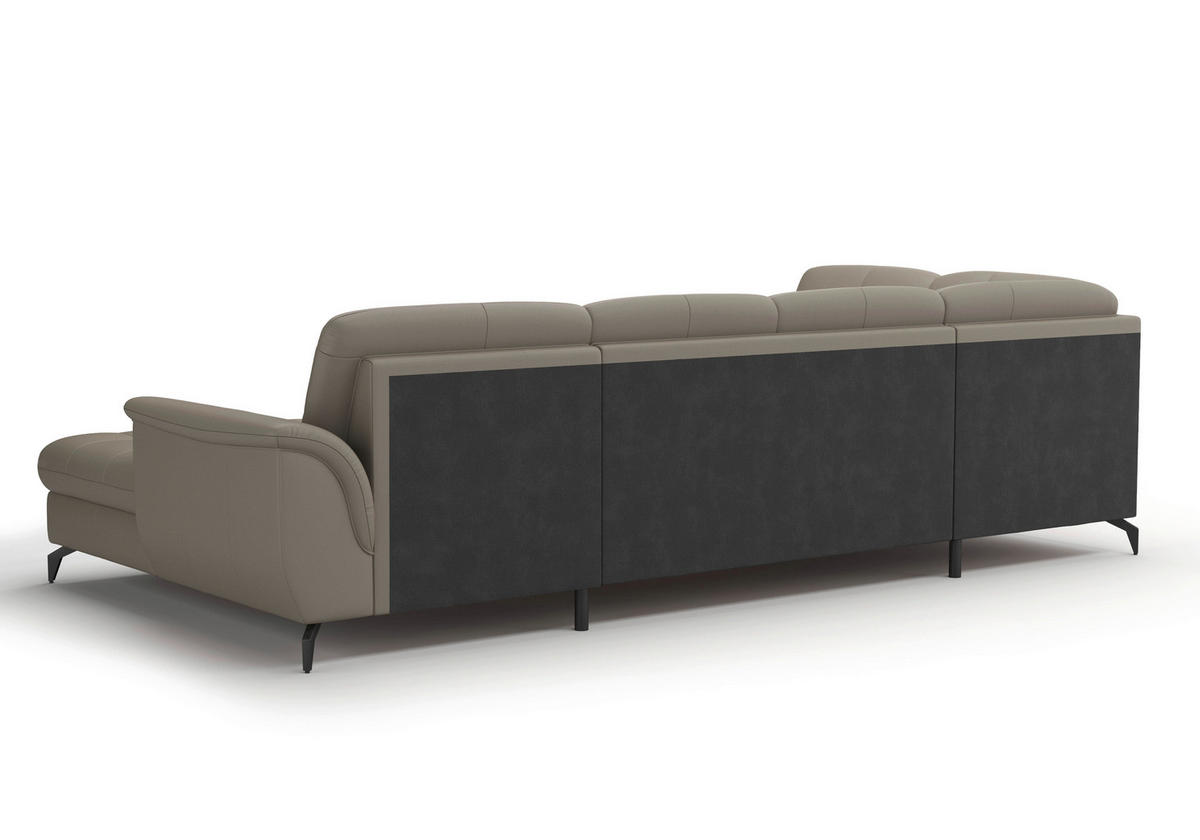 WOHNLANDSCHAFT in Vliesstoff Kombination Echtleder/Stoff Grau  - Schwarz/Grau, Modern, Leder/Textil (212/319/164cm) - Sit & More