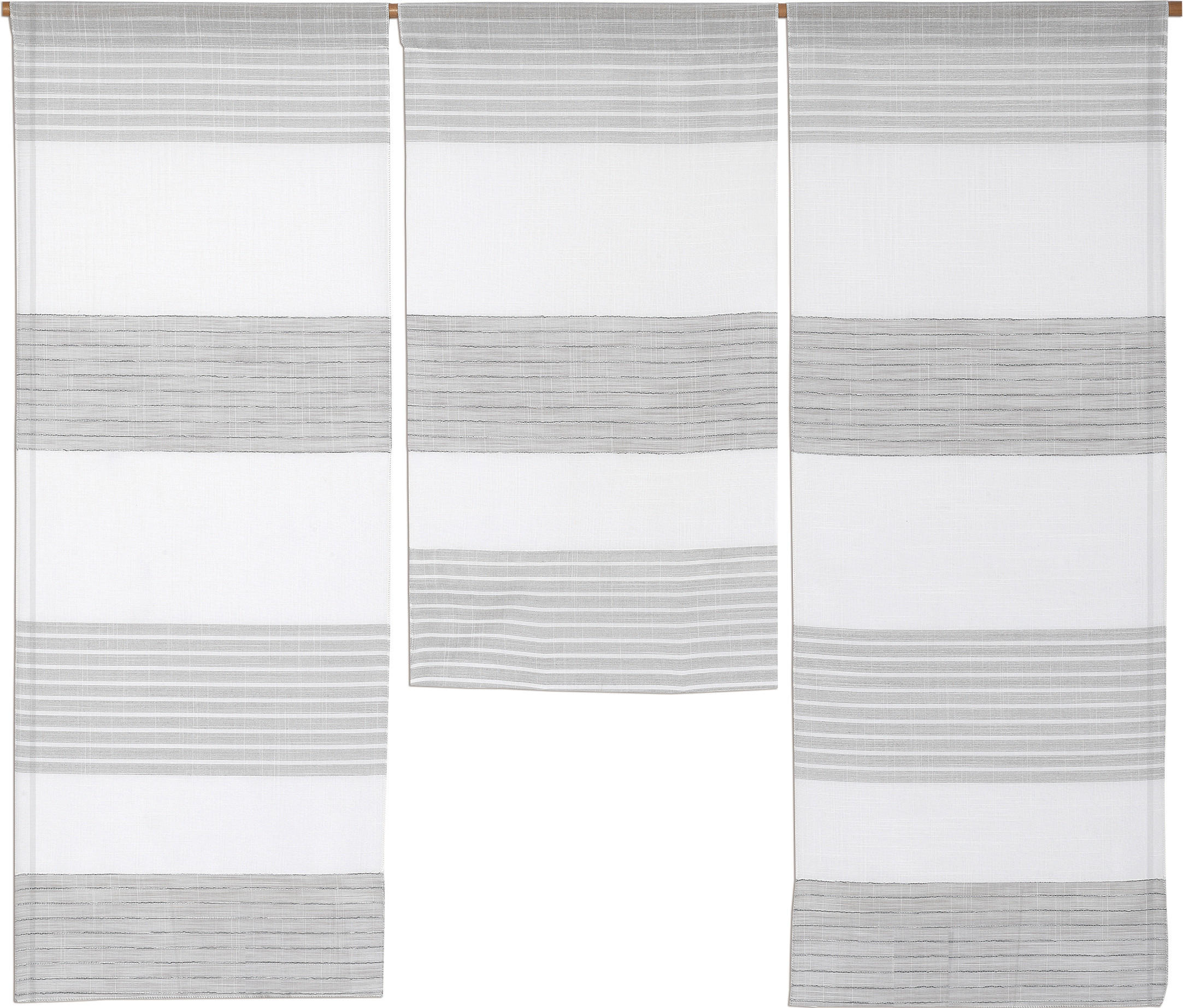 KURZGARDINE 3ER SET   90/80 cm   - Weiß/Grau, Design, Textil (90/80cm)