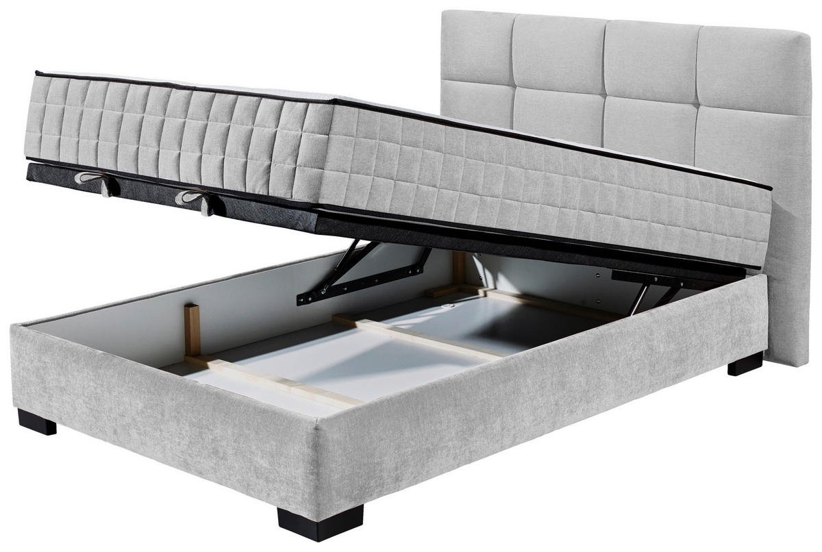 BOXBETT 120/200 cm  in Hellgrau  - Hellgrau/Schwarz, Modern, Holzwerkstoff/Kunststoff (120/200cm) - MID.YOU
