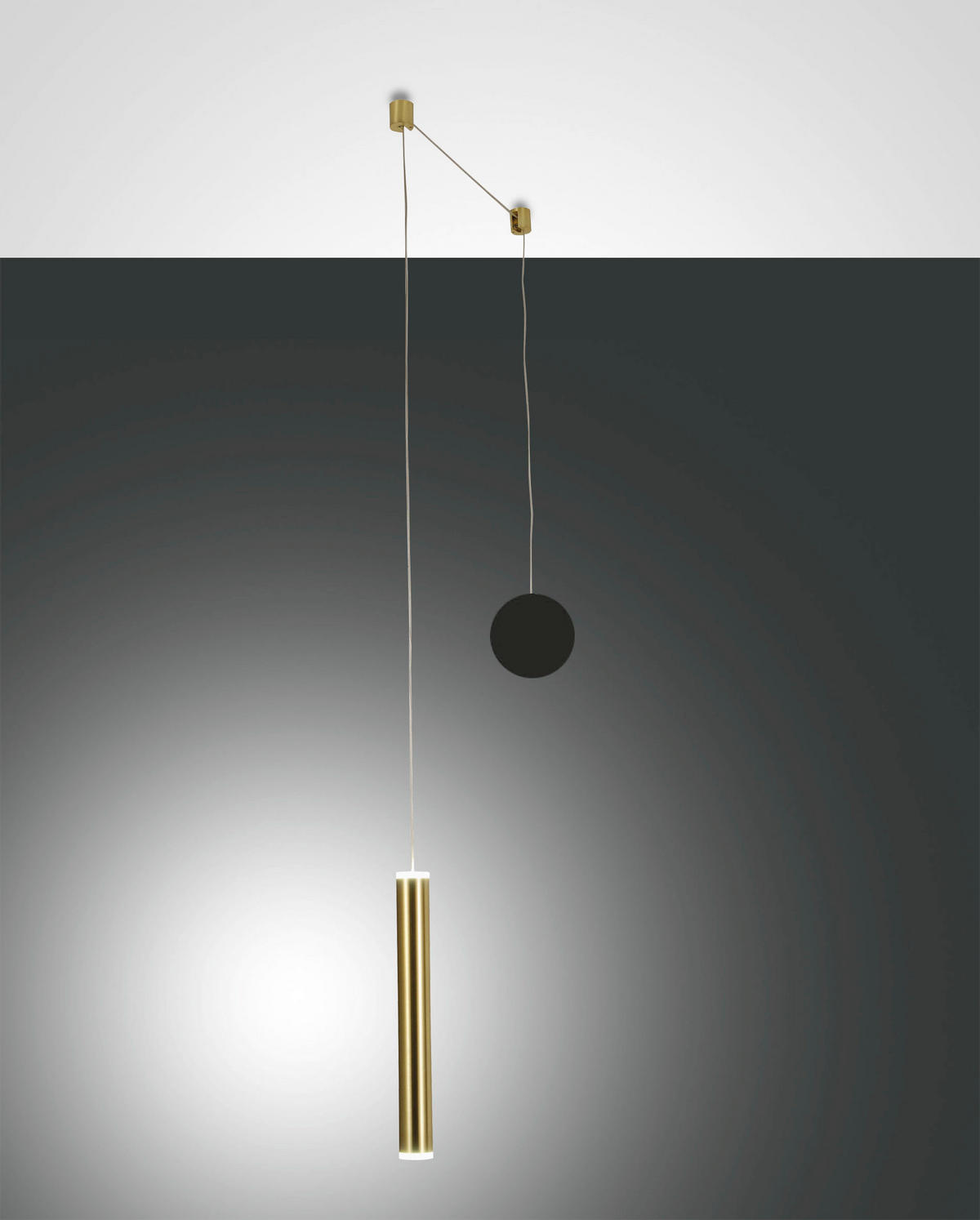 LED-PENDELLEUCHTE Prado 3,7/500 cm   - Messingfarben/Schwarz, Design, Metall (3,7/500cm) - Fabas Luce