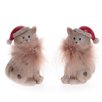DEKOKATZE - Beige/Rot, LIFESTYLE, Kunststoff (5/7/11cm) - X-Mas