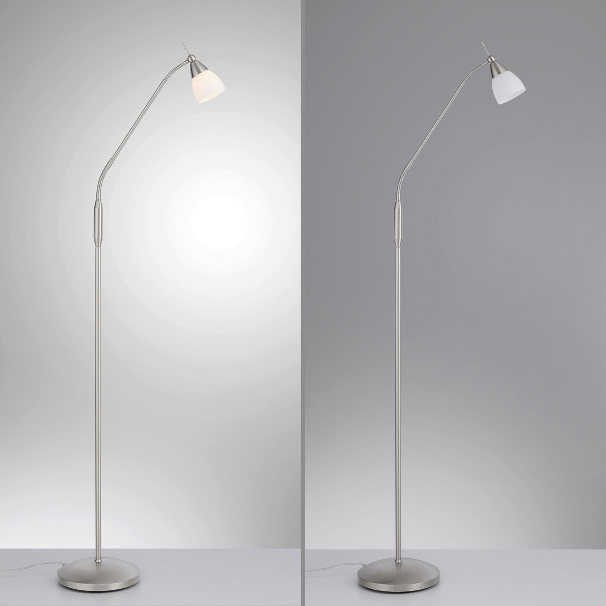 LED-STEHLEUCHTE 74/74/163 cm    - Edelstahlfarben, Basics, Glas/Metall (74/74/163cm) - Paul Neuhaus