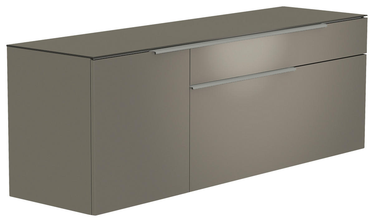 LOWBOARD  in 160/65/45 cm  - Alufarben/Grau, Design, Glas/Holzwerkstoff (160/65/45cm) - Moderano