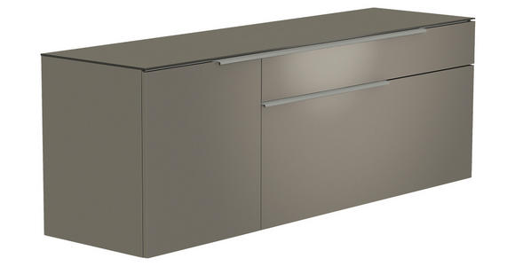 LOWBOARD  in 160/65/45 cm  - Alufarben/Grau, Design, Glas/Holzwerkstoff (160/65/45cm) - Moderano