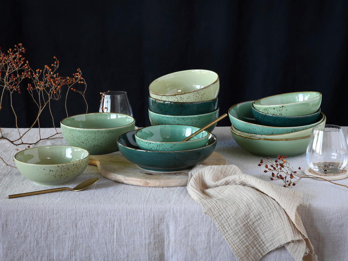 SCHÜSSELSET Nature Collection Green Life 12-teilig  - Grün, Basics, Keramik - Creatable