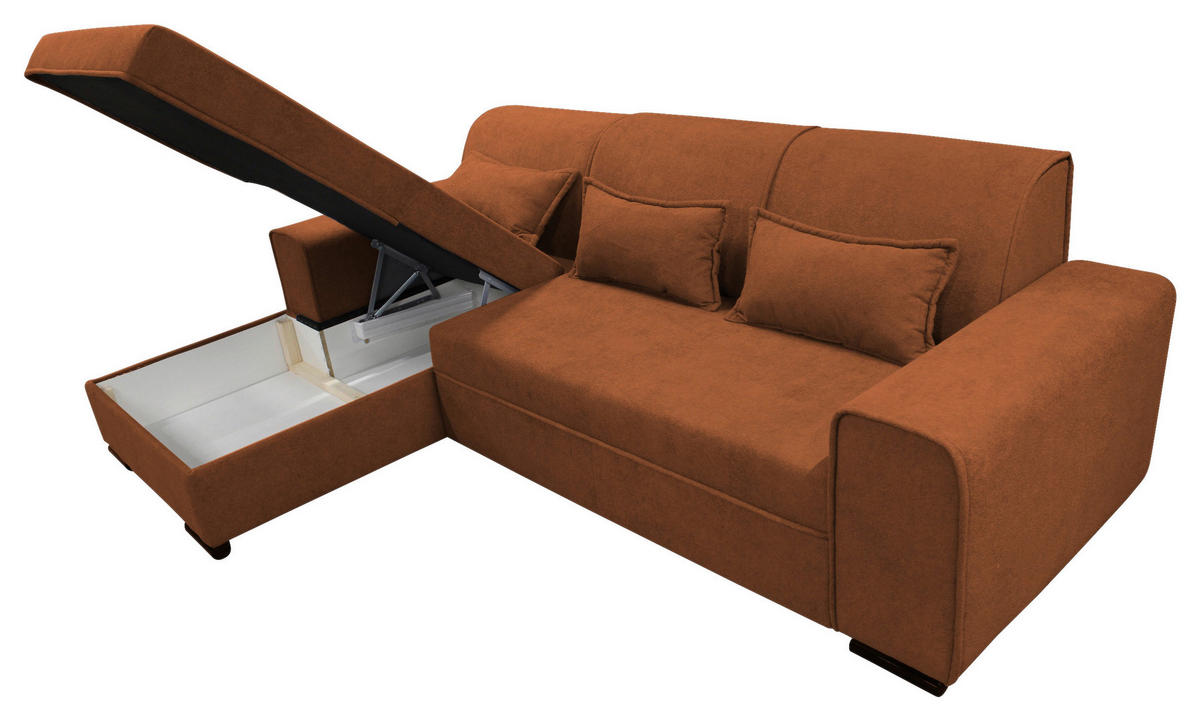 ECKSOFA in Struktur, Bouclé Rostfarben  - Rostfarben/Schwarz, Design, Kunststoff/Textil (175/270cm) - MID.YOU