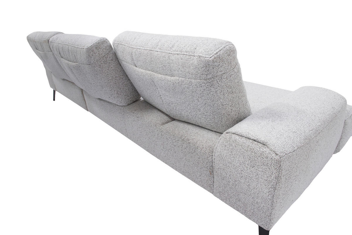 ECKSOFA Astoria Hellgrau Flachgewebe  - Hellgrau/Schwarz, Design, Textil/Metall (305/178cm) - Livetastic