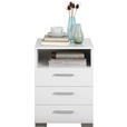 NACHTSCHRANK 45/62/35 cm  - Weiß Hochglanz/Alufarben, KONVENTIONELL, Holzwerkstoff/Kunststoff (45/62/35cm) - Carryhome