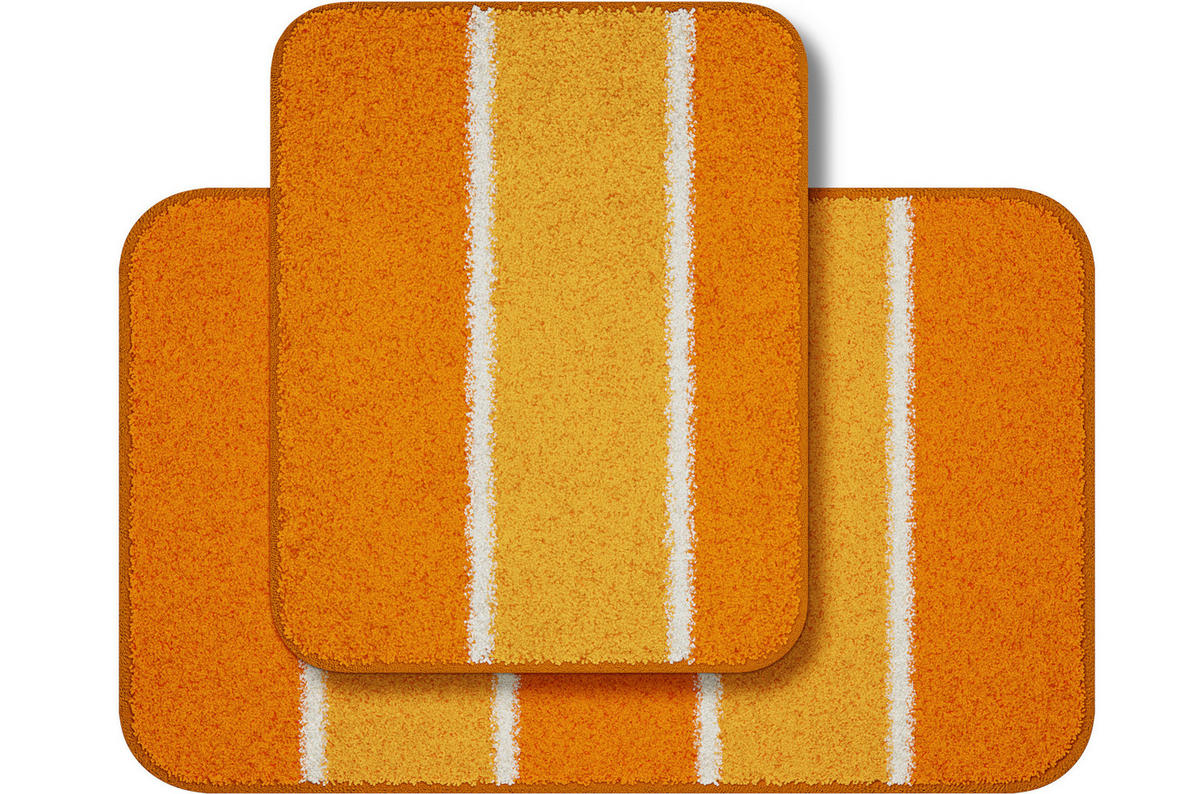 BADEMATTENSET Grund Orange 50x80/40x50 cm  - Orange, Basics, Kunststoff/Textil (50x80/40x50cm) - Grund