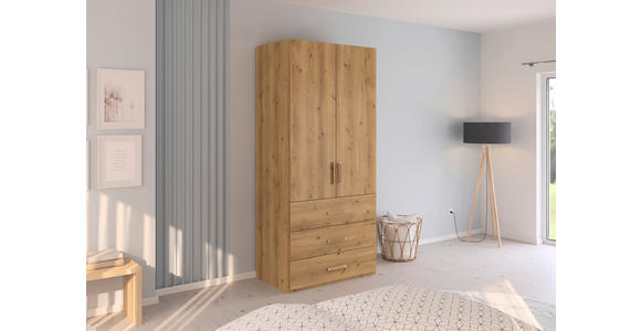 DREHTÜRENSCHRANK in Eichefarben - Eichefarben, Design, Holzwerkstoff/Kunststoff (101/223/60cm) - Novel