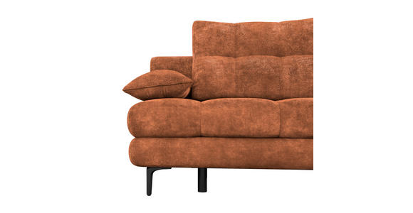 SCHLAFSOFA Chenille Terracotta Rückenkissen, Armlehnenkissen, Bettkasten, Schlaffunktion, Rücken echt  - Terracotta/Schwarz, KONVENTIONELL, Textil/Metall (203/94/96cm) - Carryhome