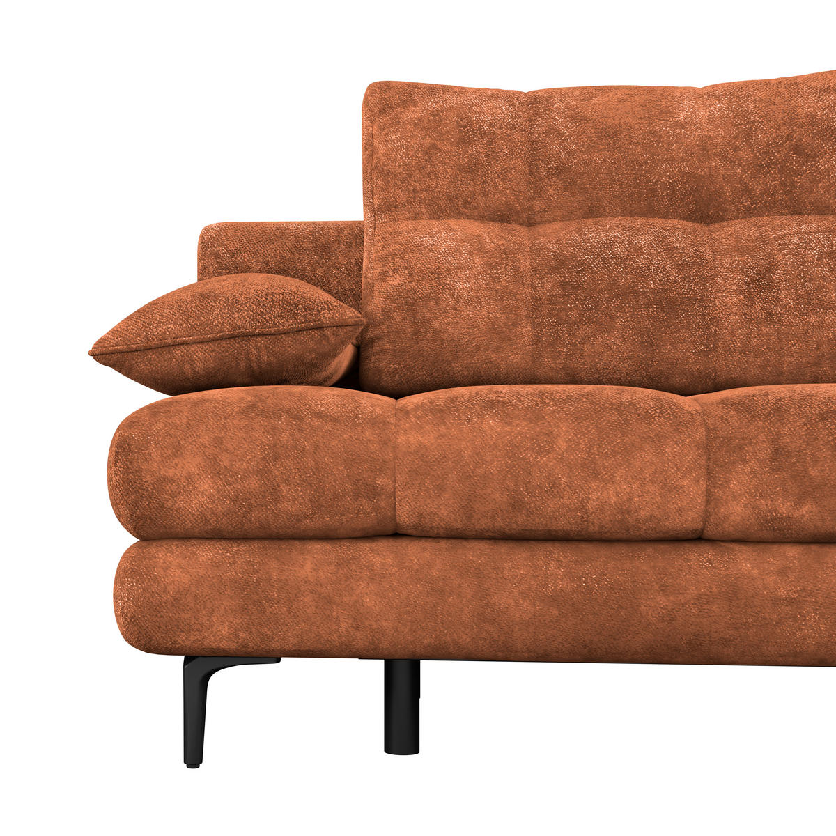 SCHLAFSOFA  mit Liegefunktion, Schlafen auf Sitzhöhe, Rücken echt Chenille Terracotta  - Terracotta/Schwarz, KONVENTIONELL, Textil/Metall (203/94/96cm) - Carryhome