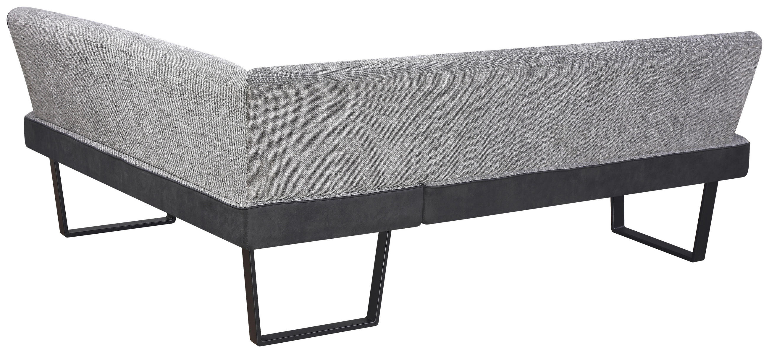 ECKBANK Mikrofaser, Leinenoptik Schwarz, Hellgrau   - Hellgrau/Schwarz, KONVENTIONELL, Textil/Metall (160-200/86/70cm) - MID.YOU