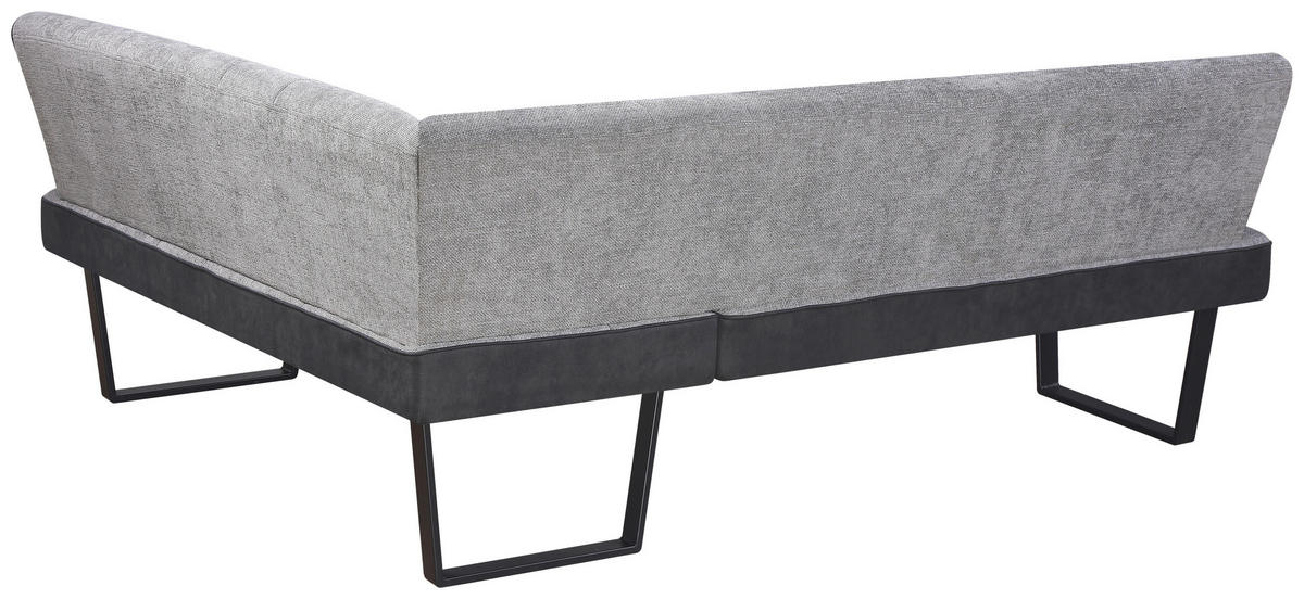 ECKBANK Mikrofaser, Leinenoptik Schwarz, Hellgrau   - Hellgrau/Schwarz, KONVENTIONELL, Textil/Metall (160-200/86/70cm) - MID.YOU