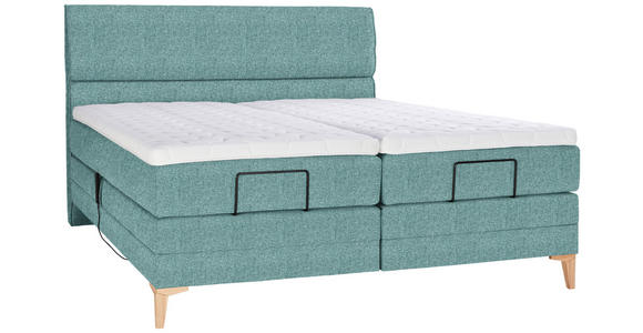 BOXSPRINGBETT 180/200 cm in Petrol - Eichefarben/Petrol, KONVENTIONELL, Holz/Textil (180/200cm) - Voleo
