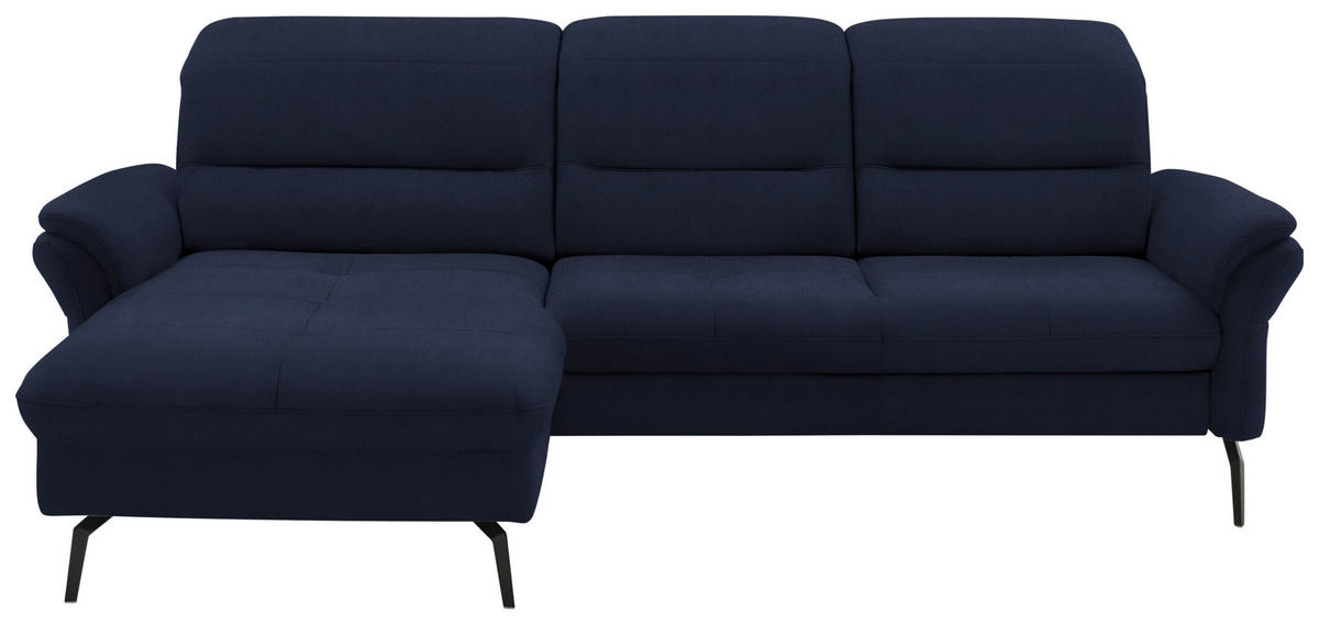 ECKSOFA in Flachgewebe Blau  - Blau/Schwarz, Konventionell, Textil/Metall (181/260cm) - Beldomo Speed