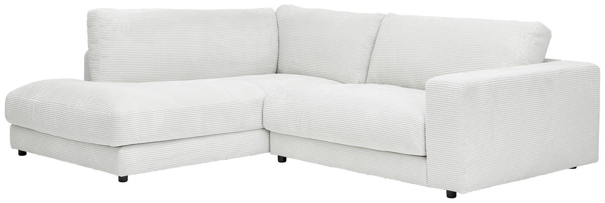 ECKSOFA in Cord Weiss  - Weiss/Schwarz, Design, Kunststoff/Textil (224/265cm) - Hom`in