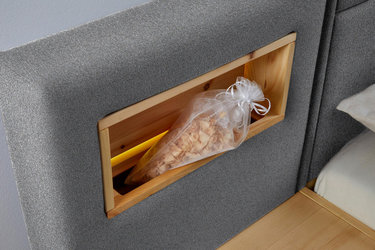 BOXSPRINGBETT 200/200 cm  in Eichefarben, Hellgrau  - Eichefarben/Hellgrau, Natur, Holz/Textil (200/200cm) - Valnatura