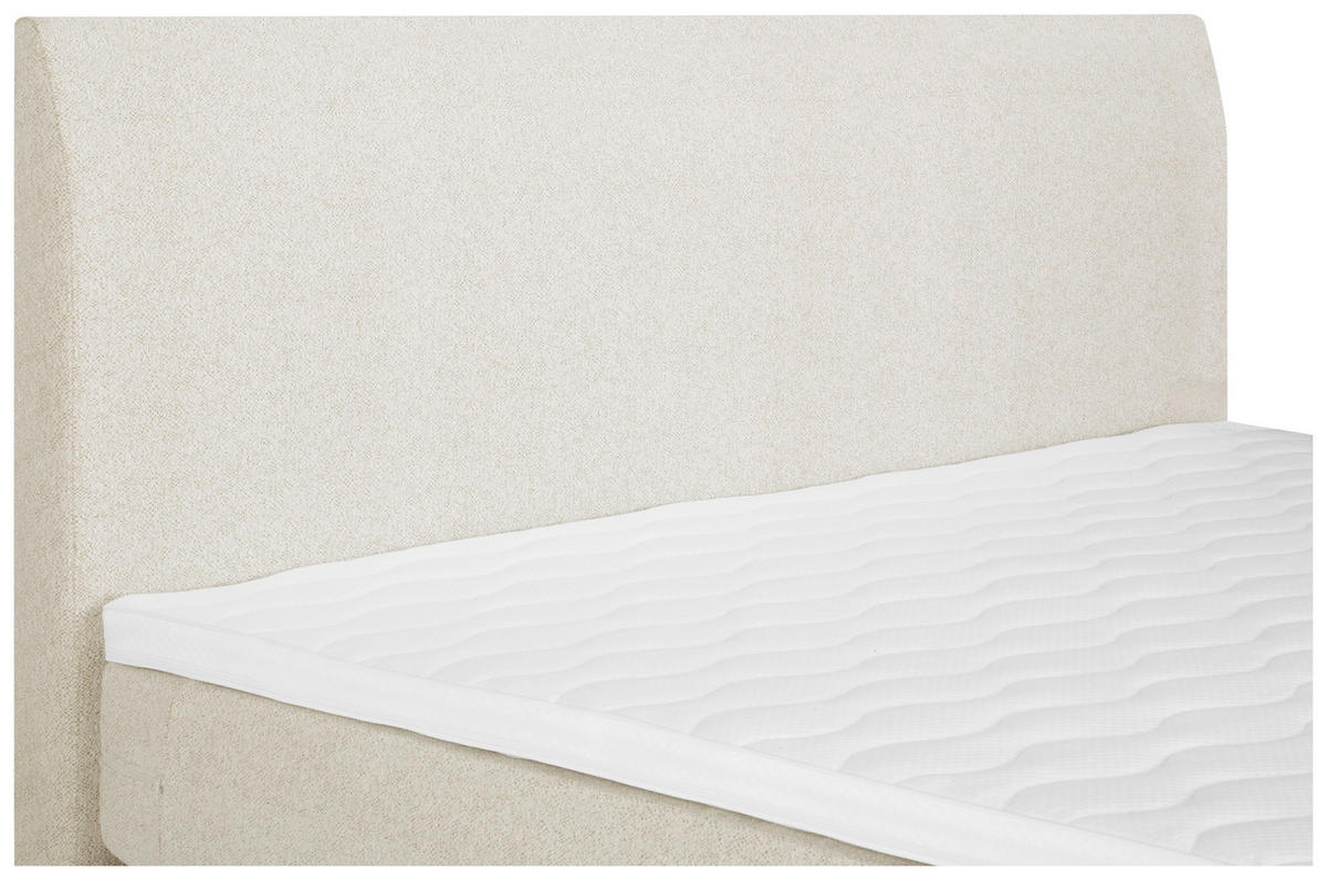 BOXSPRING-ÁGY 160/200 cm  krémszínű  - krémszínű/fekete, Modern, textil (160/200cm) - MID.YOU