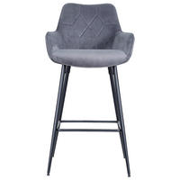 BARSKI STOL, siva, črna  - siva/črna, Moderno, kovina/tekstil (54/109/53cm) - MID.YOU