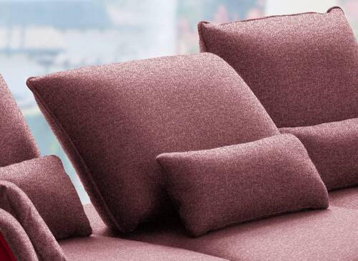 ECKSOFA in Flachgewebe Rot  - Rot/Schwarz, Design, Textil/Metall (301/191cm) - Moderano