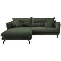 ECKSOFA in Cord Grün  - Schwarz/Grün, Modern, Textil/Metall (180/255cm) - Livetastic