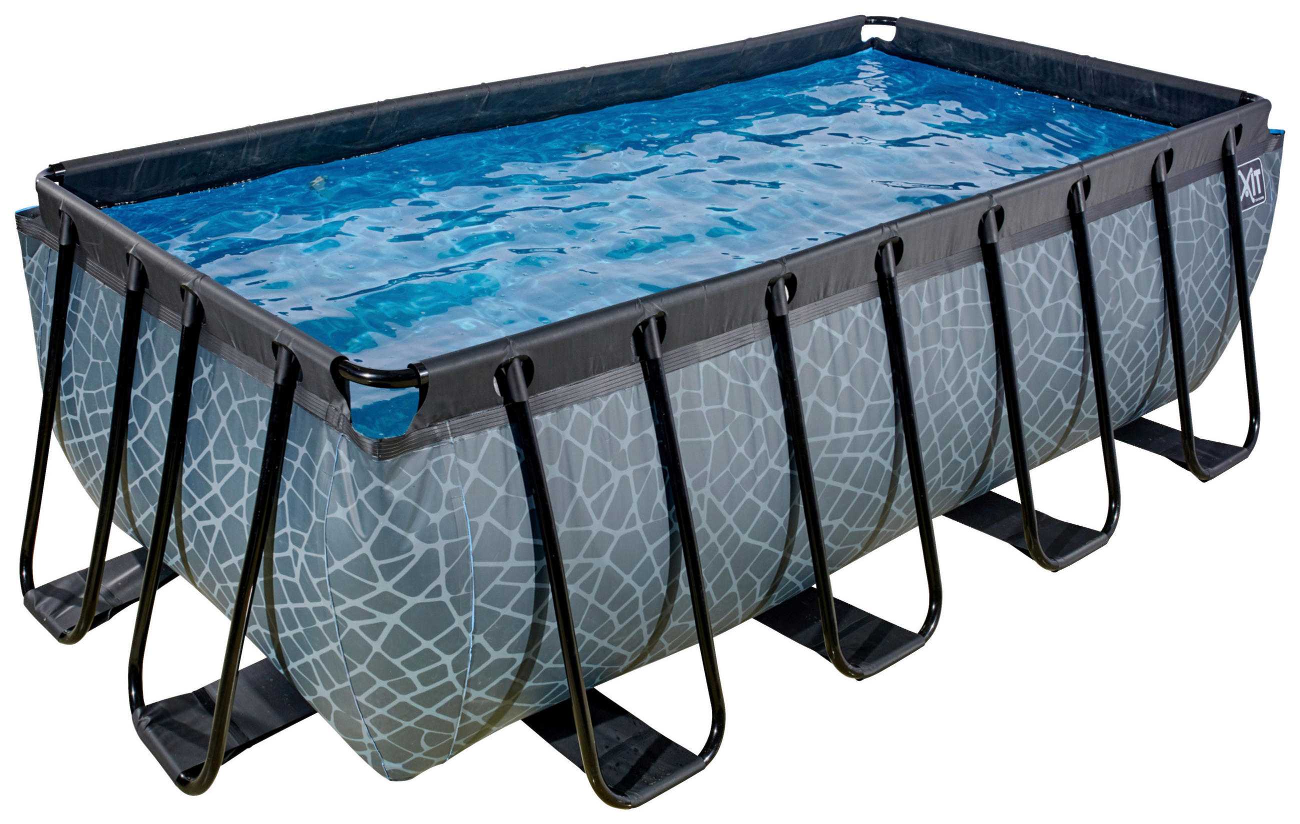 POOL Stone 400/200/122 cm  - Grau, KONVENTIONELL, Metall (400/200/122cm) - EXIT Toys