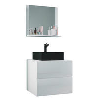 BADRUM 61 cm  - vit/svart, Modern, trämaterial/glas (61cm) - MID.YOU