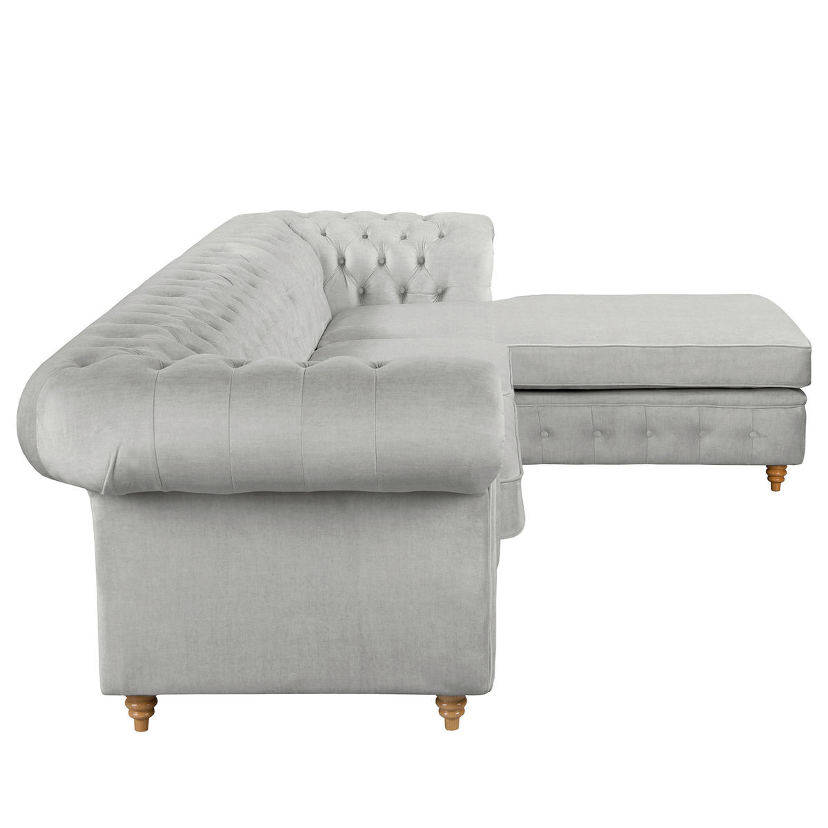 ECKSOFA Mikrofaser Hellgrau  - Creme/Hellgrau, Design, Holz/Textil (284/182cm) - P & B