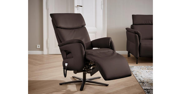 RELAXSESSEL in Leder Dunkelbraun - Dunkelbraun/Schwarz, Design, Leder/Metall (70/117/85cm) - Dieter Knoll