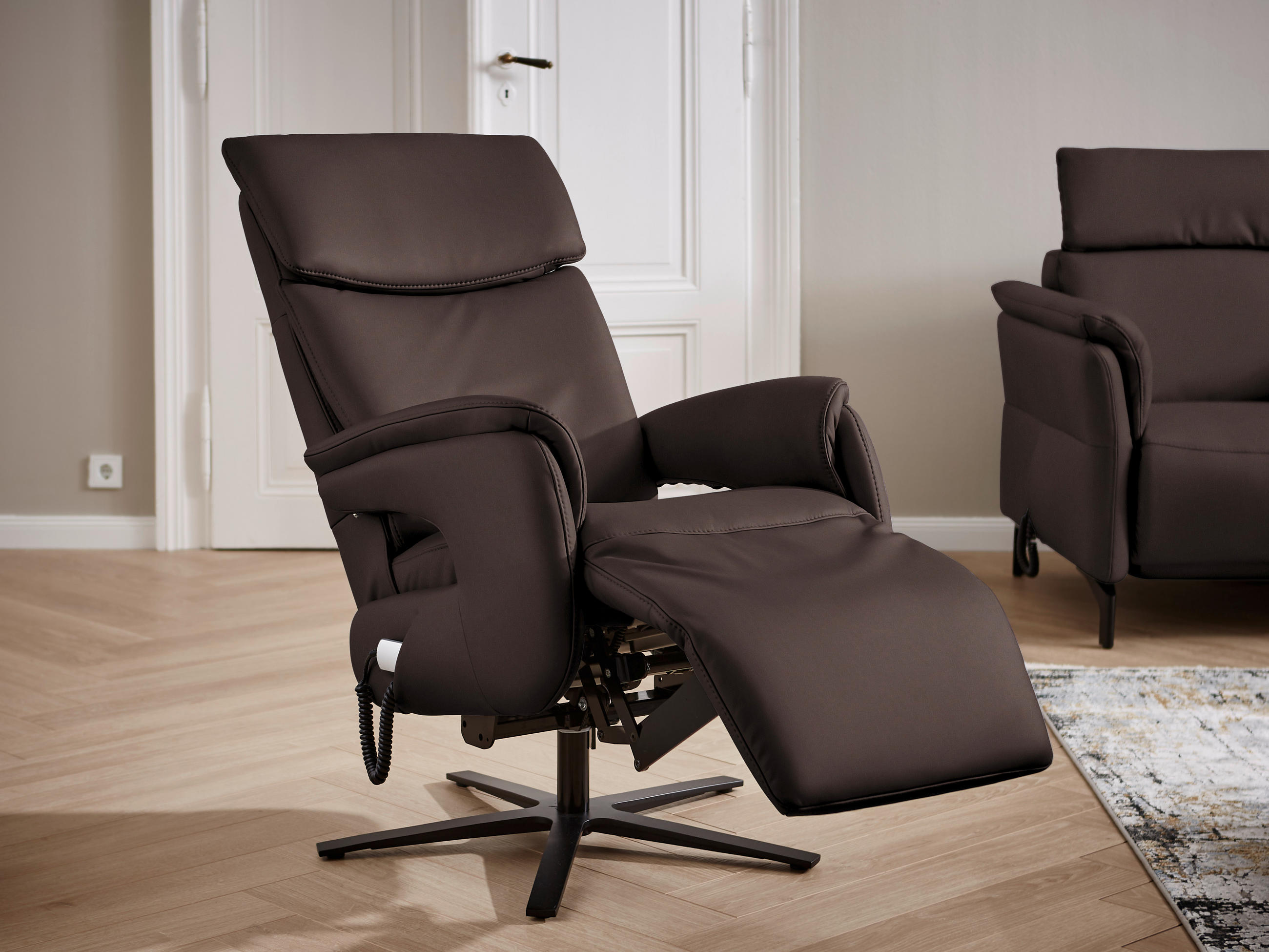 RELAXSESSEL in Leder Dunkelbraun  - Dunkelbraun/Schwarz, Design, Leder/Metall (70/117/85cm) - Dieter Knoll