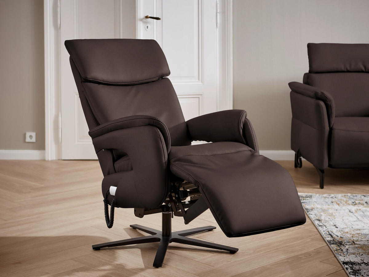 RELAXSESSEL in Leder Dunkelbraun  - Dunkelbraun/Schwarz, Design, Leder/Metall (70/117/85cm) - Dieter Knoll